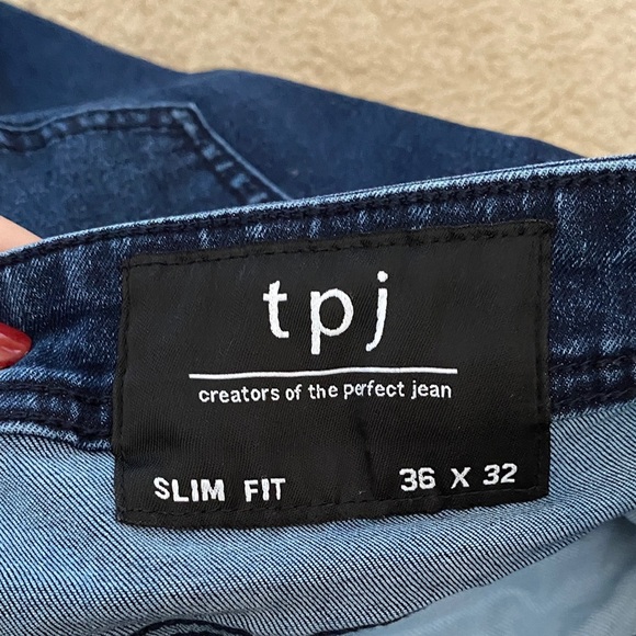 Men's Dark Blue Straight Leg Jeans - Picture 2 of 3